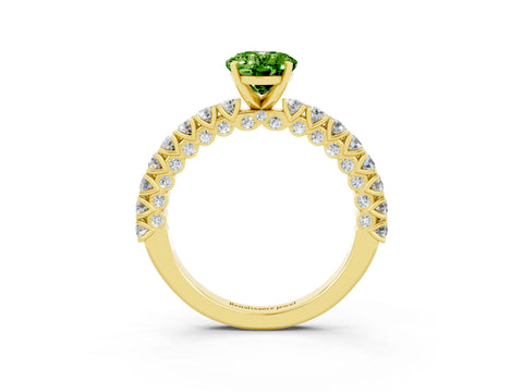 Yellow gold Oval Cut Diamond Pavé Band Solitaire Ring with Prong Setting_3