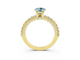Yellow gold Oval Cut Diamond Pavé Band Solitaire Ring with Prong Setting_3