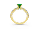 Yellow gold Oval Cut Diamond Pavé Band Solitaire Ring with Prong Setting_3