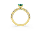 Yellow gold Oval Cut Diamond Pavé Band Solitaire Ring with Prong Setting_3