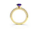 Yellow gold Oval Cut Diamond Pavé Band Solitaire Ring with Prong Setting_3