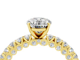 Yellow gold Oval Cut Diamond Pavé Band Solitaire Ring with Prong Setting_4
