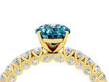 Yellow gold Oval Cut Diamond Pavé Band Solitaire Ring with Prong Setting_4