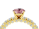 Yellow gold Oval Cut Diamond Pavé Band Solitaire Ring with Prong Setting_4