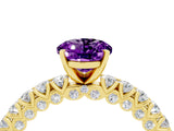 Yellow gold Oval Cut Diamond Pavé Band Solitaire Ring with Prong Setting_4