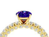 Yellow gold Oval Cut Diamond Pavé Band Solitaire Ring with Prong Setting_4