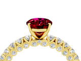 Yellow gold Oval Cut Diamond Pavé Band Solitaire Ring with Prong Setting_4