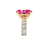 Yellow gold Oval Cut Diamond Pavé Band Solitaire Ring with Prong Setting_5