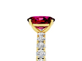Yellow gold Oval Cut Diamond Pavé Band Solitaire Ring with Prong Setting_5