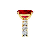 Yellow gold Oval Cut Diamond Pavé Band Solitaire Ring with Prong Setting_5