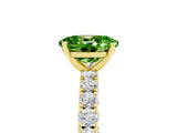Yellow gold Oval Cut Diamond Pavé Band Solitaire Ring with Prong Setting_5