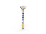 Yellow gold Oval Cut Diamond Pavé Band Solitaire Ring with Prong Setting_83