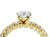 Yellow gold Oval Cut Diamond Pavé Band Solitaire Ring with Prong Setting_85