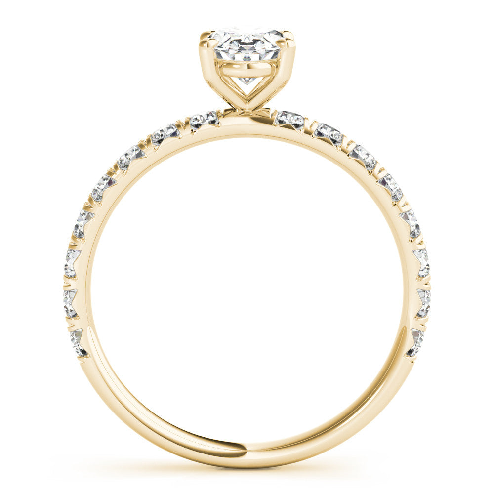 Yellow gold Oval Cut Diamond Pavé Band Solitaire with Four-Prong Setting 2