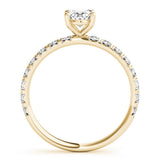 Yellow gold Fancy Yellow Emerald  Cut Diamond Solitaire Ring with Micro Pave Band and Four Prong Setting