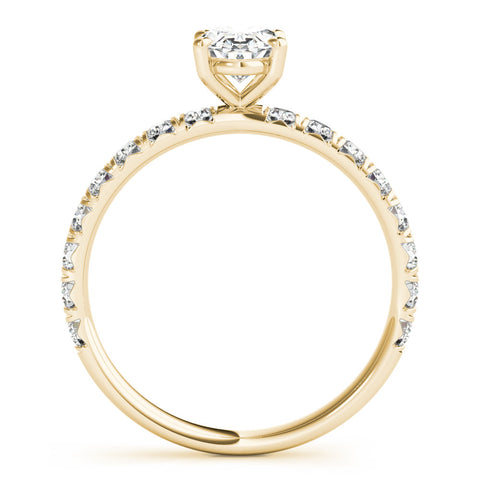 Yellow gold Oval Cut Diamond Pavé Band Solitaire with Four-Prong Setting 2