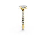 Yellow gold Oval Cut Diamond Pavé Band Solitaire with Four-Prong Setting_12