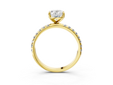 Yellow gold Oval Cut Diamond Pavé Band Solitaire with Four-Prong Setting_13