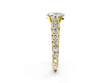 Yellow gold Oval Cut Diamond Pavé Band Solitaire with Four-Prong Setting_18