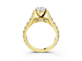 Yellow gold Oval Cut Diamond Pavé Band Solitaire with Four-Prong Setting_19