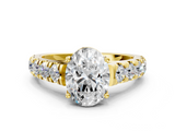 Yellow gold Oval Cut Diamond Pavé Band Solitaire with Four-Prong Setting_25