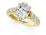 Yellow gold Oval Cut Diamond Pavé Band Solitaire with Four-Prong Setting_26