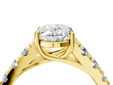 Yellow gold Oval Cut Diamond Pavé Band Solitaire with Four-Prong Setting_29