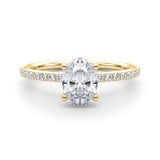 14K Yellow Gold 2.00 Carat E VS1 Oval Cut Diamond Pavé Band with Four-Prong Setting