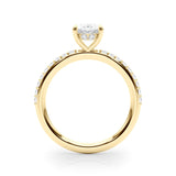 14K Yellow Gold 2.00 Carat E VS1 Oval Cut Diamond Pavé Band with Four-Prong Setting