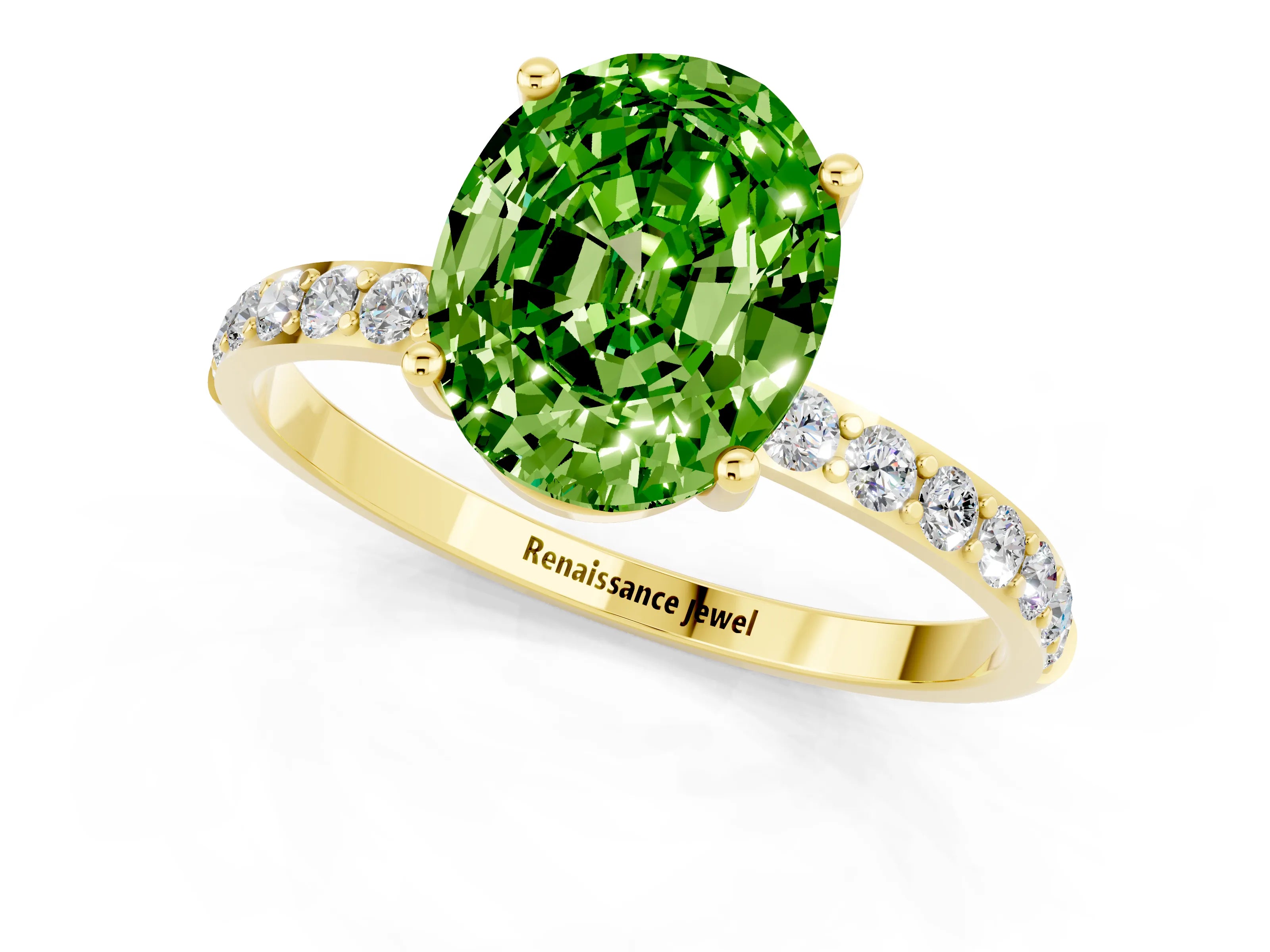 Yellow gold Oval Cut Diamond Pavé Band with Six-Prong Setting_1