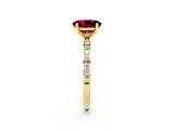 Yellow gold Oval Cut Diamond Pavé Band with Six-Prong Setting_2