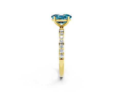 Yellow gold Oval Cut Diamond Pavé Band with Six-Prong Setting_2