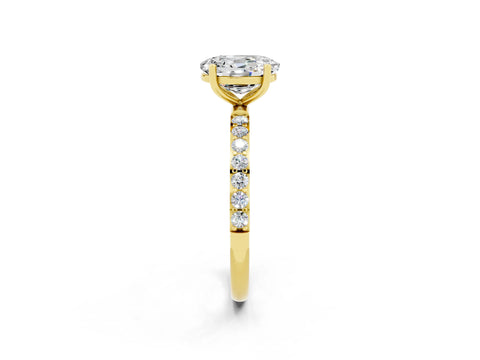 Yellow gold Oval Cut Diamond Pavé Band with Six-Prong Setting_2