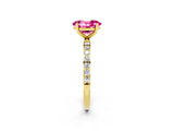 Yellow gold Oval Cut Diamond Pavé Band with Six-Prong Setting_2