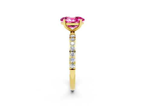 Yellow gold Oval Cut Diamond Pavé Band with Six-Prong Setting_2