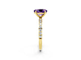Yellow gold Oval Cut Diamond Pavé Band with Six-Prong Setting_2