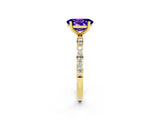 Yellow gold Oval Cut Diamond Pavé Band with Six-Prong Setting_2