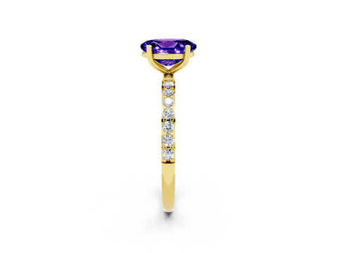 Yellow gold Oval Cut Diamond Pavé Band with Six-Prong Setting_2
