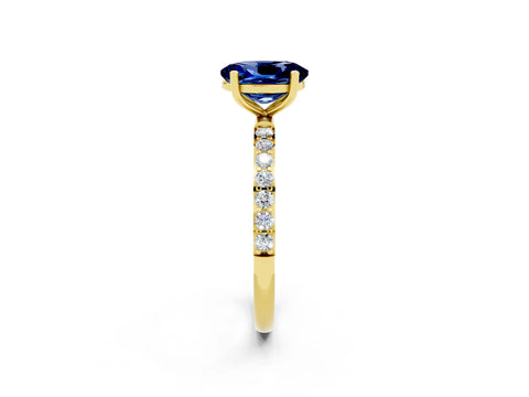 Yellow gold Oval Cut Diamond Pavé Band with Six-Prong Setting_2