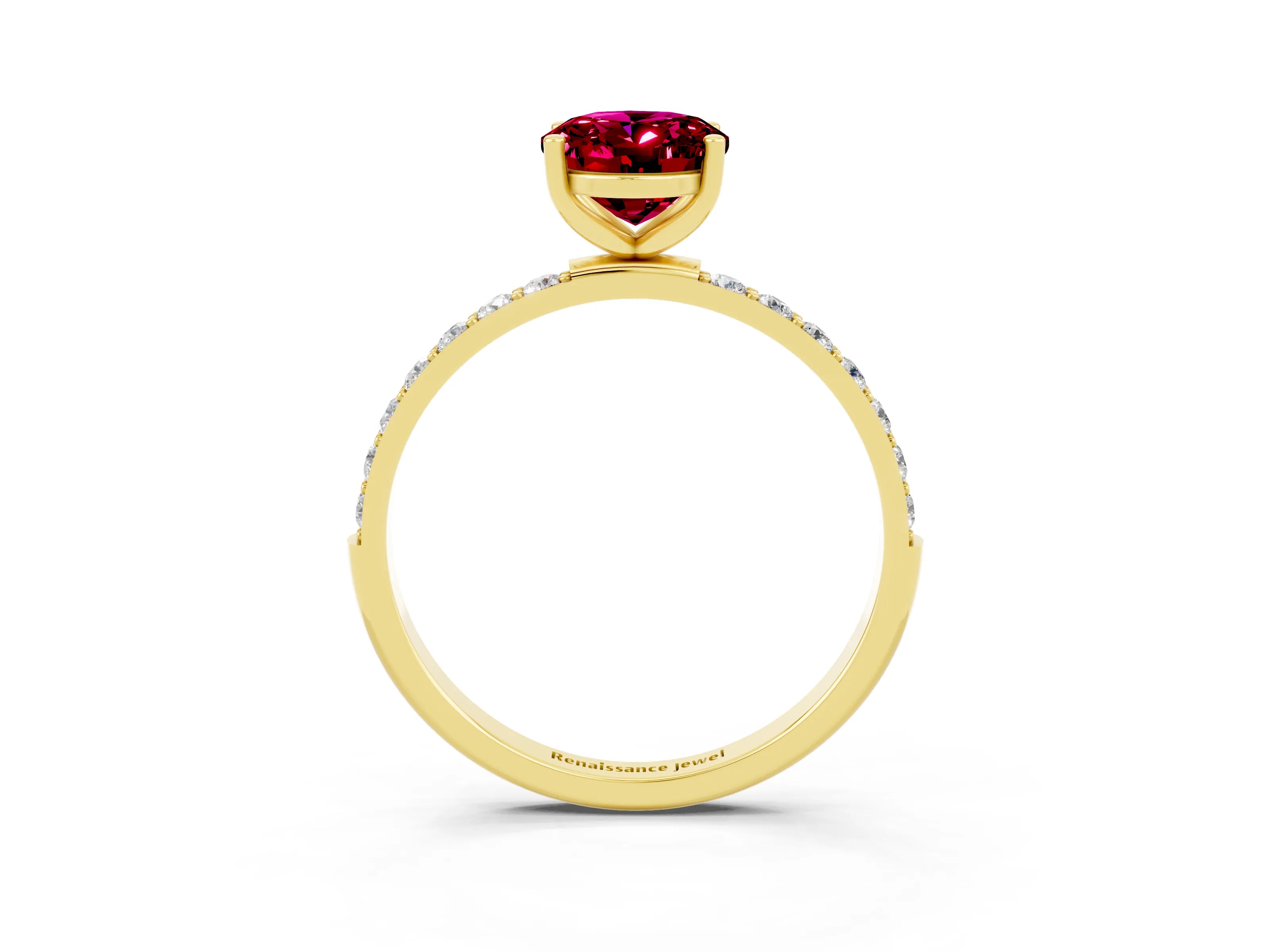 Yellow gold Oval Cut Diamond Pavé Band with Six-Prong Setting_3