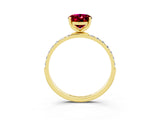 Yellow gold Oval Cut Diamond Pavé Band with Six-Prong Setting_3