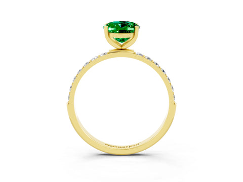 Yellow gold Oval Cut Diamond Pavé Band with Six-Prong Setting_3