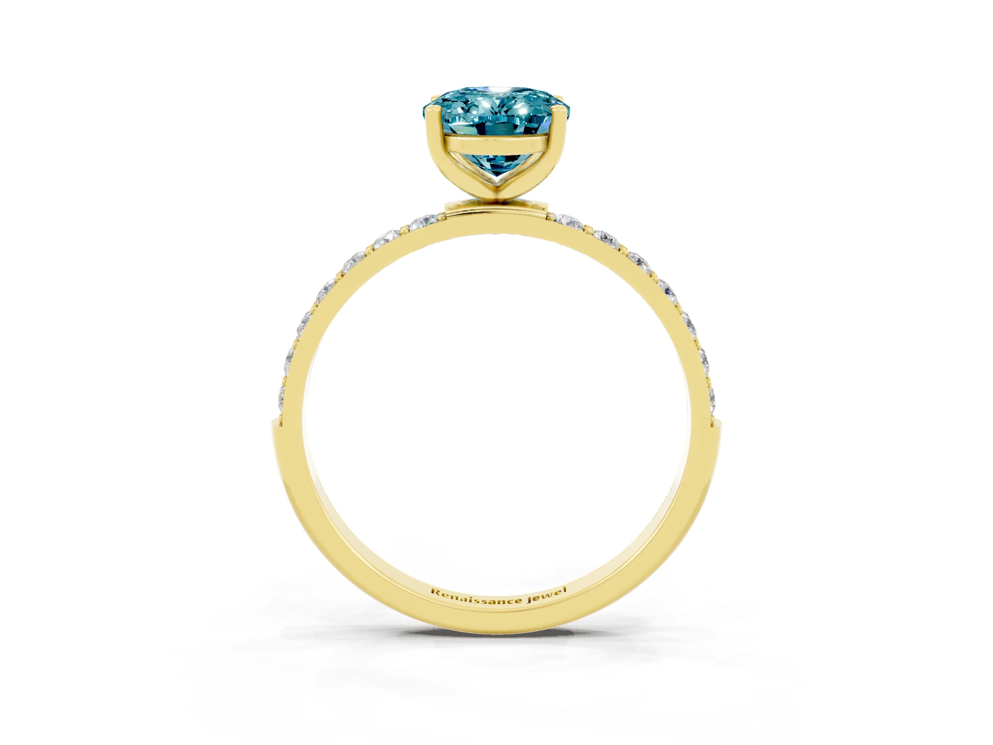 Yellow gold Oval Cut Diamond Pavé Band with Six-Prong Setting_3