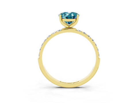 Yellow gold Oval Cut Diamond Pavé Band with Six-Prong Setting_3