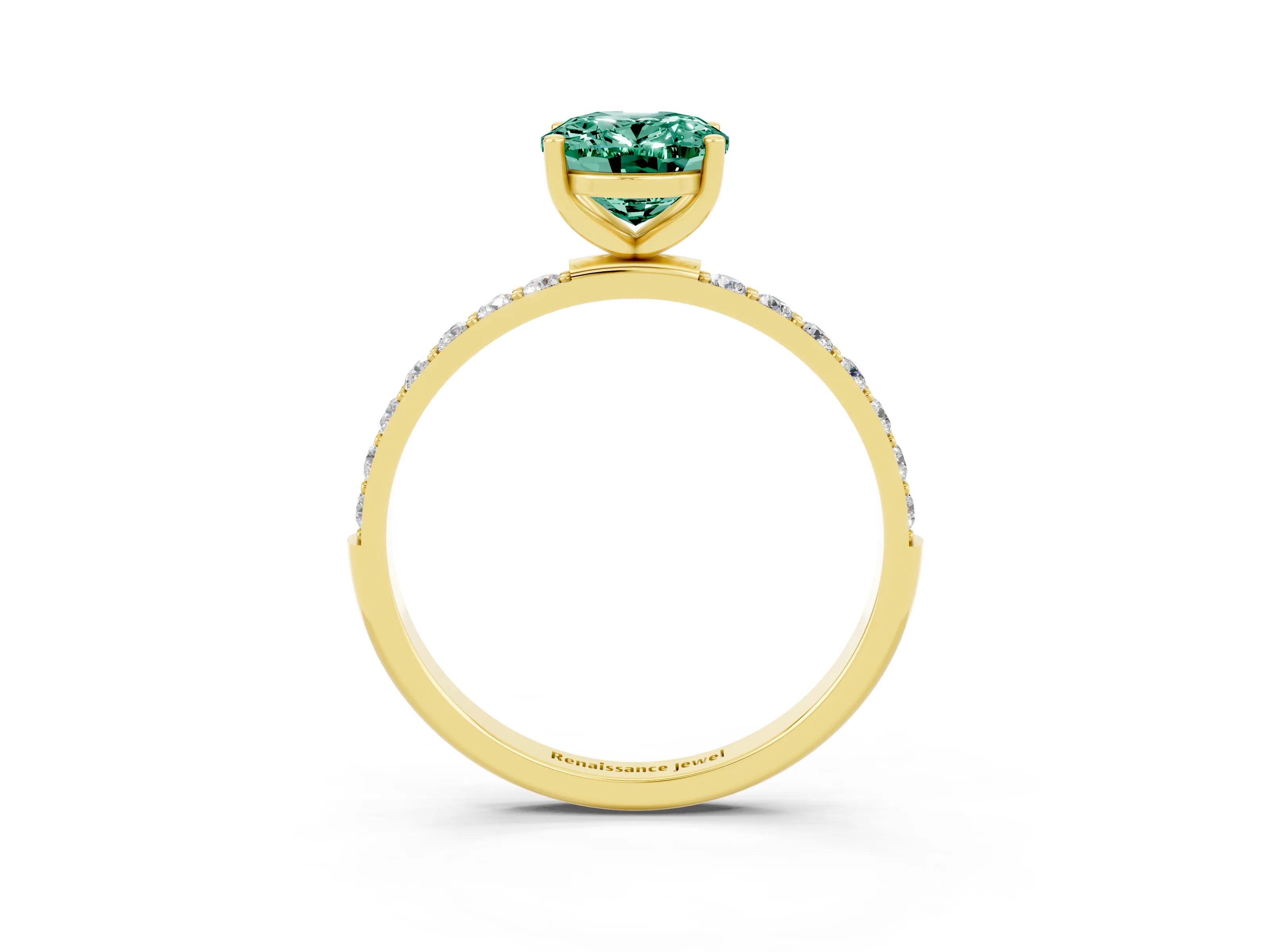 Yellow gold Oval Cut Diamond Pavé Band with Six-Prong Setting_3