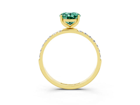 Yellow gold Oval Cut Diamond Pavé Band with Six-Prong Setting_3