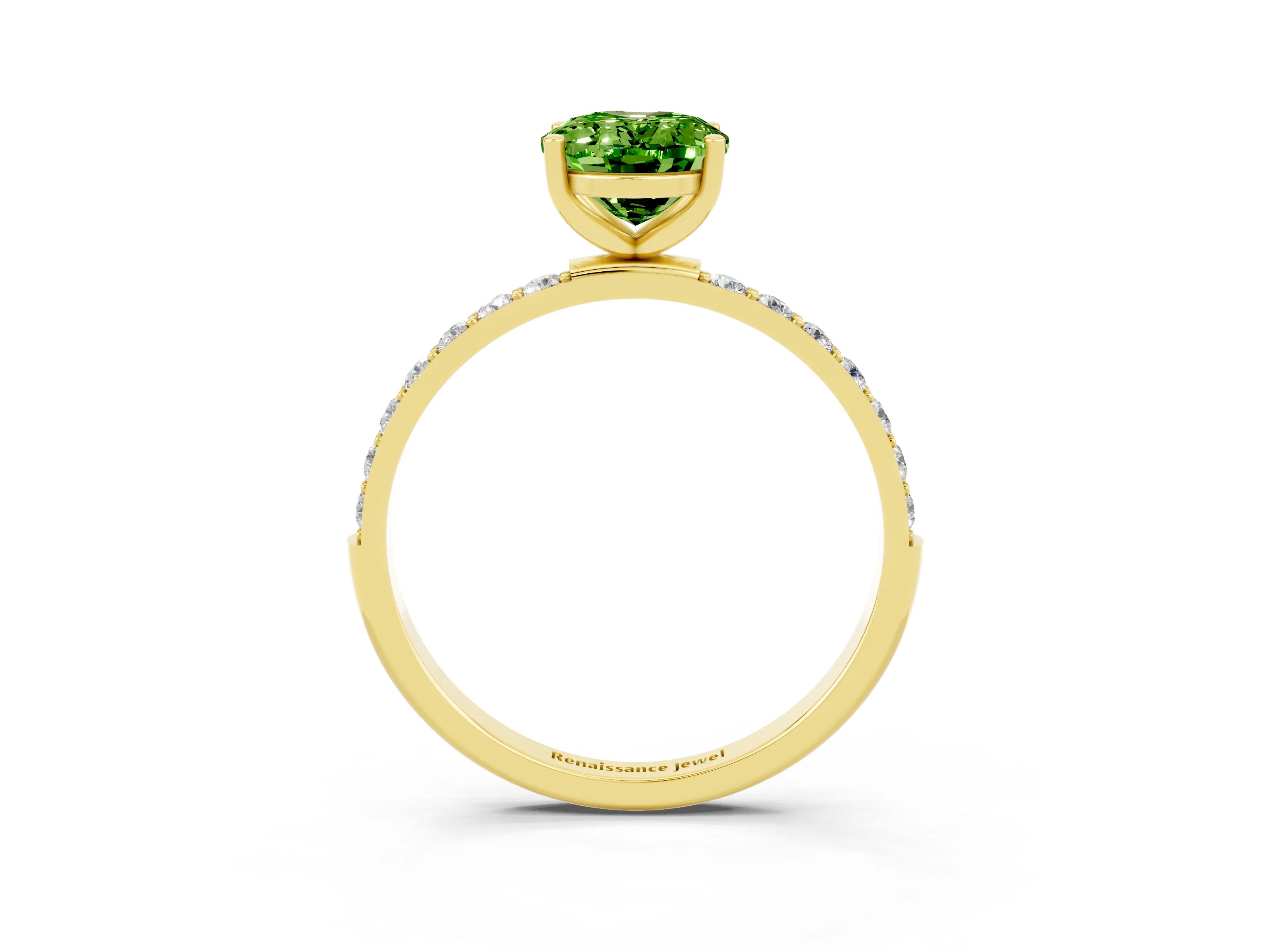 Yellow gold Oval Cut Diamond Pavé Band with Six-Prong Setting_3