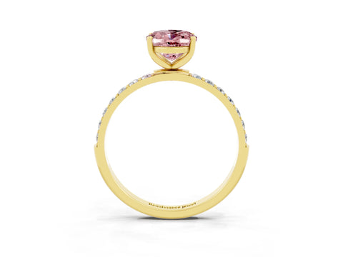 Yellow gold Oval Cut Diamond Pavé Band with Six-Prong Setting_3