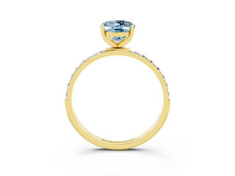 Yellow gold Oval Cut Diamond Pavé Band with Six-Prong Setting_3