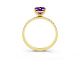 Yellow gold Oval Cut Diamond Pavé Band with Six-Prong Setting_3
